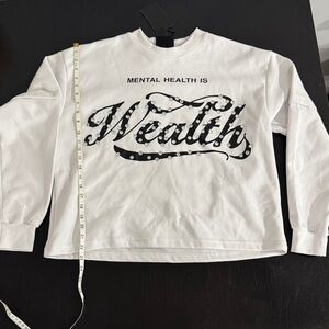 Mental Health Wealth White Long Sleeve Tee